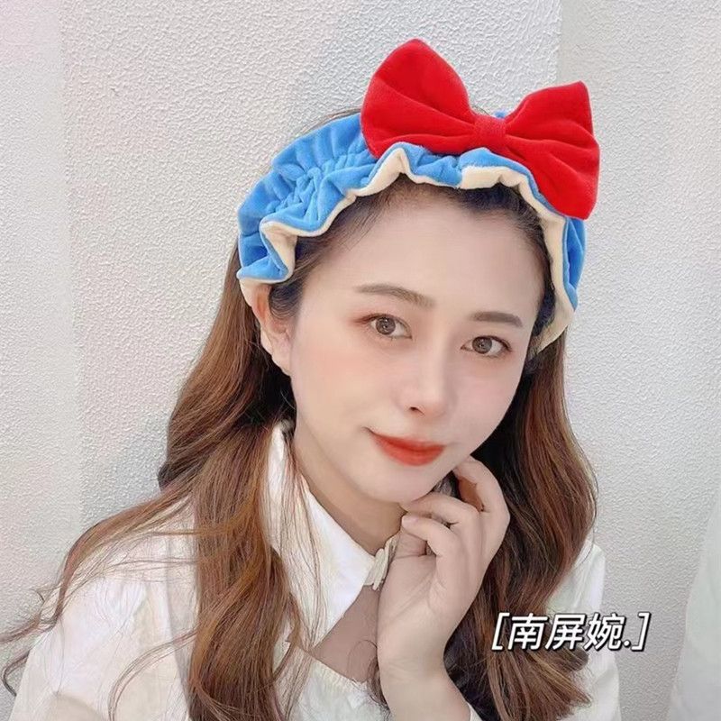 在逃公主撞色波浪蝴蝶结发带